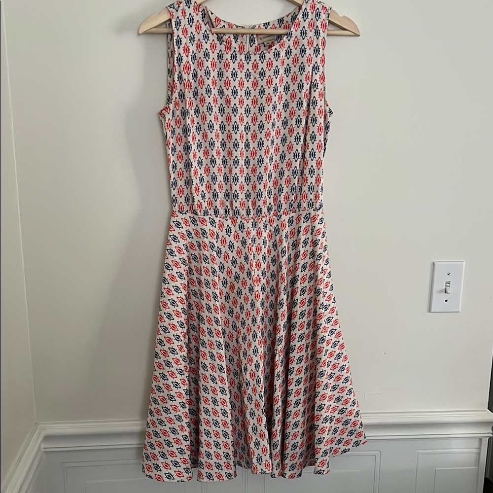 Sleeveless Patterned Dress - Red and Blue